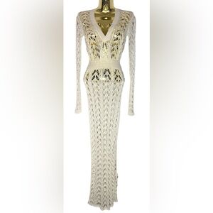 Cream Crochet Maxi Dress S